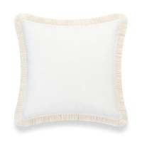 Hofdeco Premium Coastal Patio Indoor Outdoor Pillow Cover Only 20X20 Water Resistant For Backyard Couch Solid White Fring