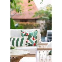 Hofdeco Premium Coastal Patio Indoor Outdoor Lumbar Pillow Cover Only 12X20 Water Resistant For Backyard Couch Green Stri