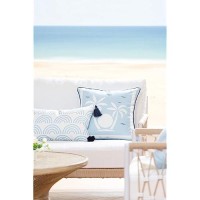 Hofdeco Premium Coastal Hampton Style Patio Indoor Outdoor Lumbar Pillow Cover Only 12X20 Water Resistant For Backyard Cou