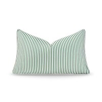 Hofdeco Premium Coastal Patio Indoor Outdoor Lumbar Pillow Cover Only 12X20 Water Resistant For Backyard Couch Green Stri