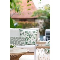 Hofdeco Premium Coastal Patio Indoor Outdoor Lumbar Pillow Cover Only 12X20 Water Resistant For Backyard Couch Green Stri