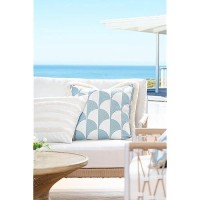 Hofdeco Premium Coastal Patio Tufted Indoor Outdoor Throw Pillow Cover Only 18X18 Water Resistant For Backyard Couch Whit