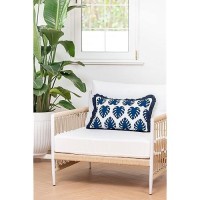 Hofdeco Premium Coastal Hampton Style Patio Indoor Outdoor Lumbar Pillow Cover Only 12X20 Water Resistant For Backyard Cou