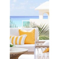 Hofdeco Premium Coastal Patio Indoor Outdoor Lumbar Pillow Cover Only 12X20 Water Resistant For Backyard Couch Yellow Str