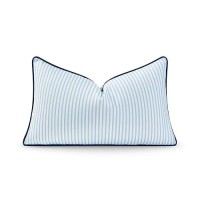 Hofdeco Premium Coastal Hampton Style Patio Indoor Outdoor Lumbar Pillow Cover Only 12X20 Water Resistant For Backyard Cou