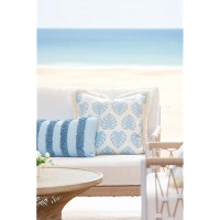 Hofdeco Premium Coastal Hampton Style Patio Tufted Indoor Outdoor Lumbar Pillow Cover Only 12X20 Water Resistant For Backya