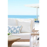 Hofdeco Premium Coastal Hampton Style Patio Indoor Outdoor Lumbar Pillow Cover Only 12X20 Water Resistant For Backyard Cou