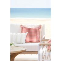 Hofdeco Premium Coastal Patio Tufted Indoor Outdoor Lumbar Pillow Cover Only 12X20 Water Resistant For Backyard Couch Whi