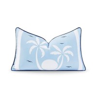 Hofdeco Premium Coastal Hampton Style Patio Indoor Outdoor Lumbar Pillow Cover Only 12X20 Water Resistant For Backyard Cou