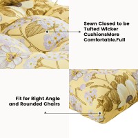 Artplan Outdoor Cushions For Settee,Wicker Loveseat Cushions With Tie,Tufted Patio Cushions 2 U-Shaped Set Of 5 Piece,Floral,Beige