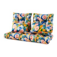 Artplan Outdoor Cushions For Settee Wicker Loveseat Cushions With Tie Tufted Patio Cushions 2 U-Shaped Set Of 5 Piece L44Xw19 Summer Floral