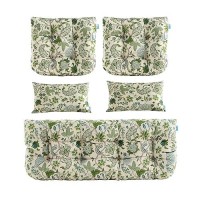 Artplan Outdoor Cushions For Settee Wicker Loveseat Cushions With Tie Tufted Patio Cushions 2 U-Shaped Set Of 5 Piece L44Xw19 Floral Light Green