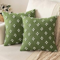 Miulee Set Of 2 Decorative Throw Pillow Covers Rhombic Jacquard Pillowcase Soft Square Cushion Case For Summer Couch Sofa Bed Be