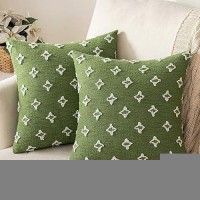 Miulee Set Of 2 Decorative Throw Pillow Covers Rhombic Jacquard Pillowcase Soft Square Cushion Case For Summer Couch Sofa Bed Be