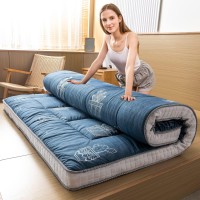 Maxyoyo Futon Mattress, Grey Cactus Pattern Japanese Floor Mattress Queen Size, Quilted Bed Mattress Tatami Mattress, Extra Thick Folding Sleeping Pad Breathable Guest Bed For Camping Couch