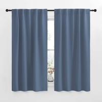 Nicetown Blackout Curtains Window Panel Drapes Stone Blue Color W42 X L63 2 Panels Home Decoration Light Blocking Thermal