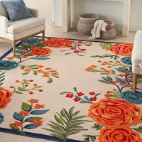 Nourison Aloha Indooroutdoor Modern Multicolor 53 X 75 Area Rug Easy Cleaning Non Shedding Bed Room Living Room Dini