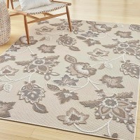 Nourison Aloha Indooroutdoor Beige 53 X 75 Area Rug Easy Cleaning Non Shedding Bed Room Living Room Dining Room Kit