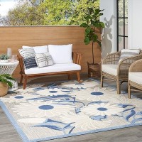 Nourison Aloha Indooroutdoor Bluegrey 9 X 12 Area Rug Easy Cleaning Non Shedding Bed Room Living Room Dining Room Kitc