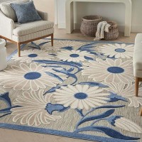 Nourison Aloha Indooroutdoor Bluegrey 6 X 9 Area Rug Easy Cleaning Non Shedding Bed Room Living Room Dining Room Kitch