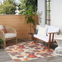 Nourison Aloha Indooroutdoor Modern Multicolor 53 X 75 Area Rug Easy Cleaning Non Shedding Bed Room Living Room Dini