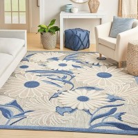 Nourison Aloha Indooroutdoor Bluegrey 710 X 106 Area Rug Easy Cleaning Non Shedding Bed Room Living Room Dining Roo