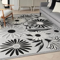 Nourison Aloha Indooroutdoor Black White 53 X 75 Area Rug Easy Cleaning Non Shedding Bed Room Living Room Dining Roo