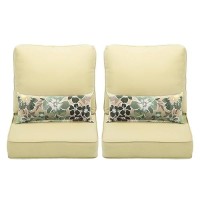 Aoodor 23 X 256 Outdoor Deep Seat Chair Cushion Set Olefin Fabric Slipcover And Sponge Foam Cream Yellow Set Of 2 Seats