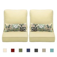 Aoodor 23 X 256 Outdoor Deep Seat Chair Cushion Set Olefin Fabric Slipcover And Sponge Foam Cream Yellow Set Of 2 Seats