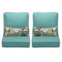 Aoodor 22 X 24 Outdoor Deep Seat Chair Cushion Set Olefin Fabric Slipcover And Sponge Foam Teal Set Of 2 Seats 2 Backs 2