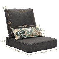 Aoodor 23 X 256 Outdoor Deep Seat Chair Cushion Set Olefin Fabric Slipcover And Sponge Foam Brown Set Of 2 Seats 2 Back