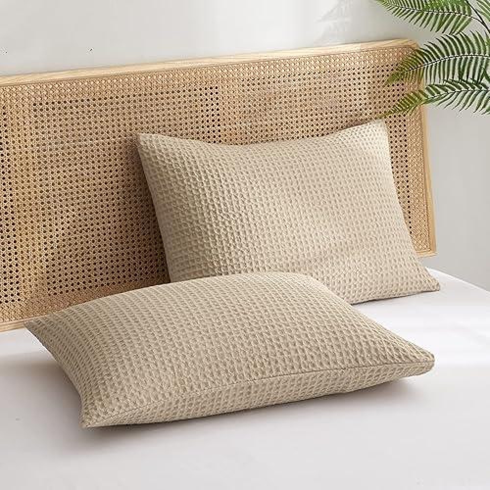 Phf Ultra Soft Waffle Weave Pillowcases Standard Size 20 X 26 2 Pack No Insert Breathable Skinfriendly Pillow Shams Deco