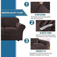 Hversailtex Modern Velvet Plush 4 Piece High Stretch Sofa Slipcover Sofa Cover Form Fit Luxury Thick Velvet Extra Large Sofa Co