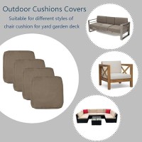 Flymei Patio Cushion Covers 22X20X4 Waterproof Outdoor Cushion Cover Replacement 4Packs Outdoor Seat Cushion Slipcover For Outdo