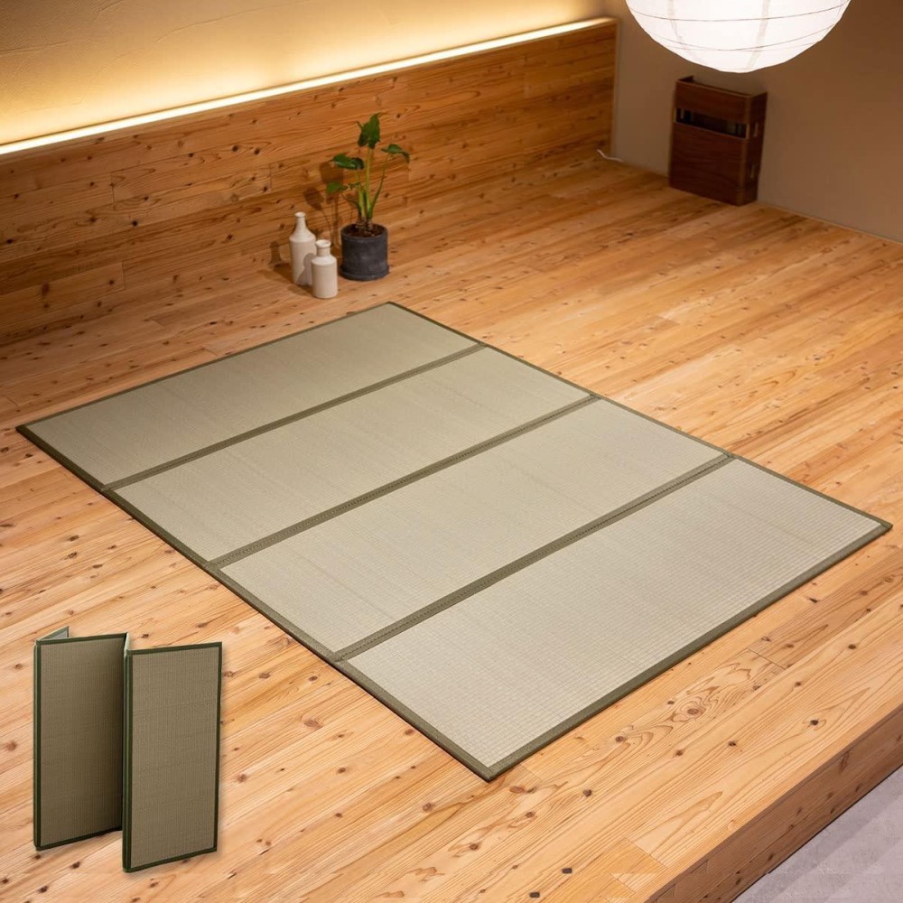 Emoor Japanese Tatami Mat King Natural Rush Grass (Undyed), Foldable Igusa Mattress Floor Sleeping Japanese Futon Mattress Meditation Yoga Zen