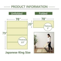 Emoor Japanese Tatami Mat King Natural Rush Grass (Undyed), Foldable Igusa Mattress Floor Sleeping Japanese Futon Mattress Meditation Yoga Zen