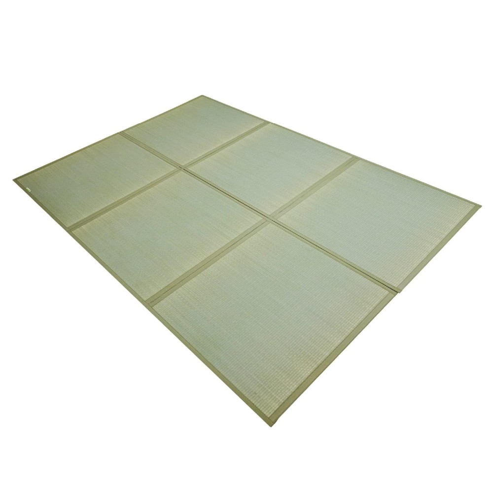 Fuli Japanese Tatami Mattress, Igusa Mat (100% Japanese Rush Grass) Folds In Three, Made In Japan (Natural, King)