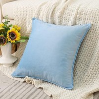 Jiahannha Velvet Light Blue Throw Pillow Covers Pack Of 2 Spring Decorative Soft For Couch Sofa Bed Livingroom Office 18 18 Inc