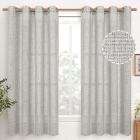 Youngstex Linen Curtains 63 Inches Long For Short Living Room Light Grey Linen Curtains With Bronze Grommet Privacy Light Filter