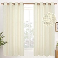 Youngstex Linen Curtains For Living Room 63 Inch Long Boho Cream Window Panels For Bedroom Kids Office Light Filtering Drapes Wi