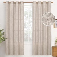 Youngstex Natural Linen Curtains 72 Inch Long Living Room Light Filtering Window Curtain Drapes With Bronze Grommet For Bedroom