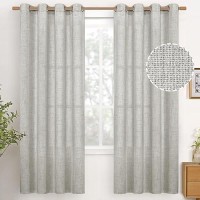 Youngstex 72 Inch Long Linen Curtains With Bronze Grommet Light Grey Textured Window Drapes Light Filtering For Living Room Bedr