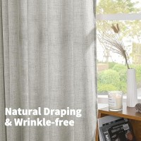 Youngstex 72 Inch Long Linen Curtains With Bronze Grommet Light Grey Textured Window Drapes Light Filtering For Living Room Bedr