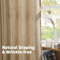 Youngstex Linen Curtains 72 Inch Length For Living Room Bronze Grommet Light Filtering Faux Linen Burlap Window Drapes For Bedro