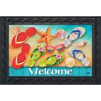 Briarwood Lane Surfside Flip Flops Summer Doormat Welcome Beach Indoor Outdoor 30 X 18