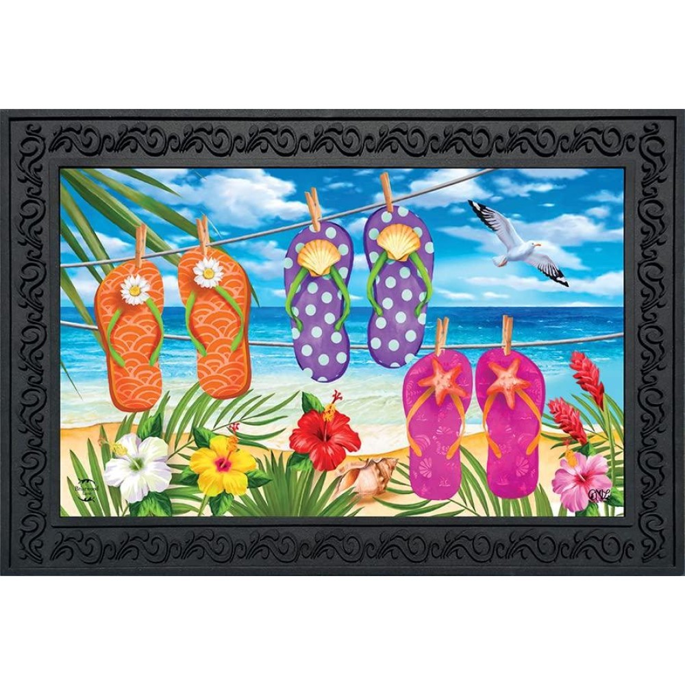 Briarwood Lane Hanging Flip Flops Summer Doormat Tropical Beach Island Indoor Outdoor 30 X 18