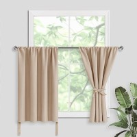 Jiuzhen Short Curtains With 2 Tiebacks 42 X 30 Valance Curtain Tiers For Small Windows Thermal Room Darkening Curtains 2