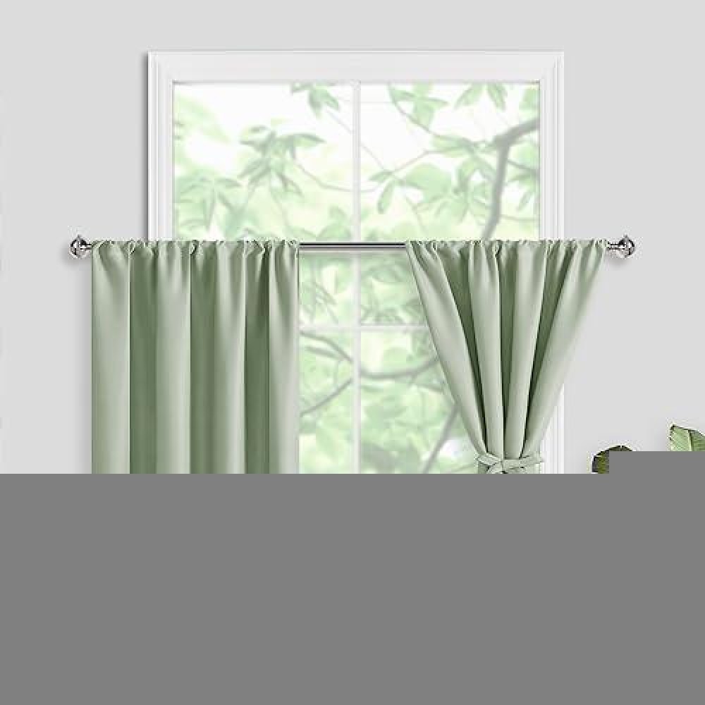 Jiuzhen Short Curtains With 2 Tiebacks 42 X 30 Valance Curtain Tiers For Small Windows Thermal Room Darkening Curtains 2