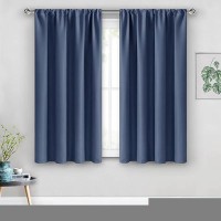 Jiuzhen Dusty Blue Blackout Curtains For Bedroom Thermal Insulated Room Darkening Noise Reducing 52 X 45 Inch Length Curtains