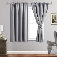 Jiuzhen Silver Grey Curtains For Bedroom Thermal Insulated Blackout Curtains With Tiebacks 2 Panels Room Darkening Noise Redu